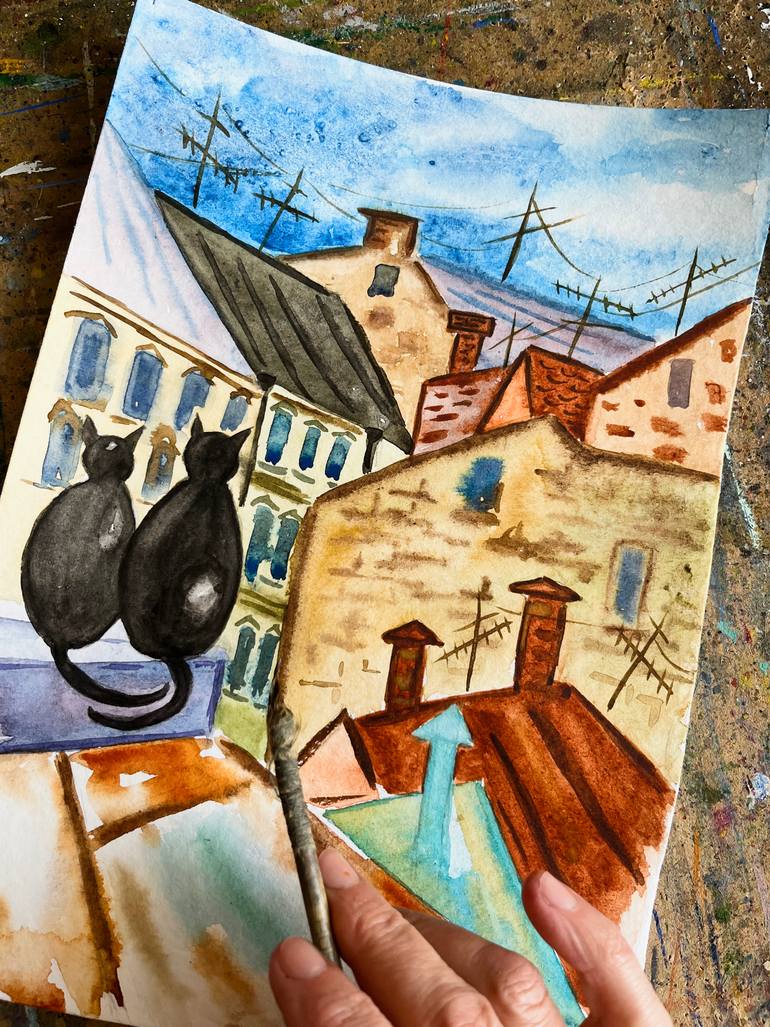 Original Impressionism Architecture Painting by Halyna Kirichenko