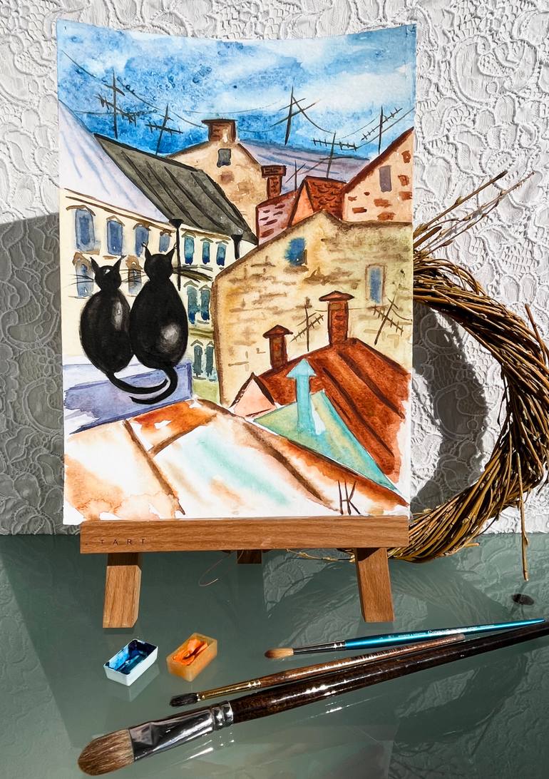 Original Impressionism Architecture Painting by Halyna Kirichenko