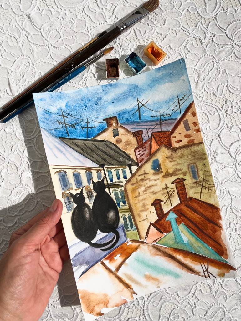 Original Impressionism Architecture Painting by Halyna Kirichenko