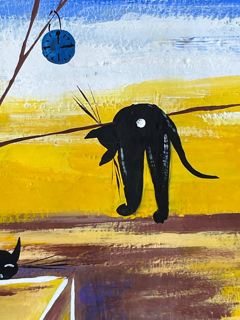 Original Surrealism Cats Painting by Halyna Kirichenko