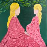 Mother Daughter Original Painting by Halyna Kirichenko