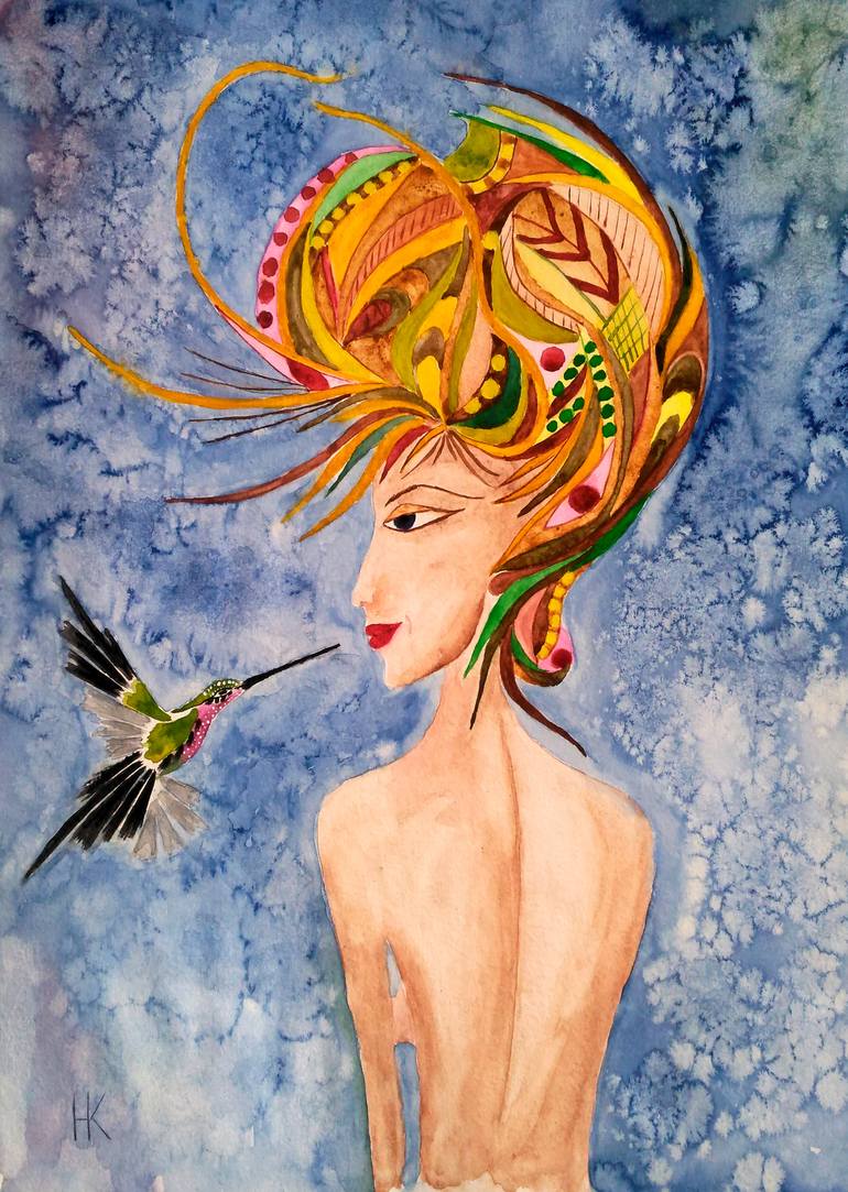 my-little-heaven-bird-30-5-43-cm-12-17-painting-by-halyna-kirichenko