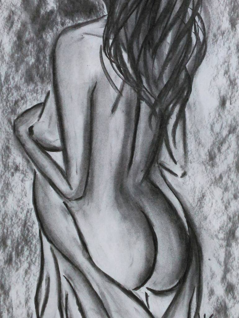 Original Abstract Expressionism Nude Drawing by Halyna Kirichenko
