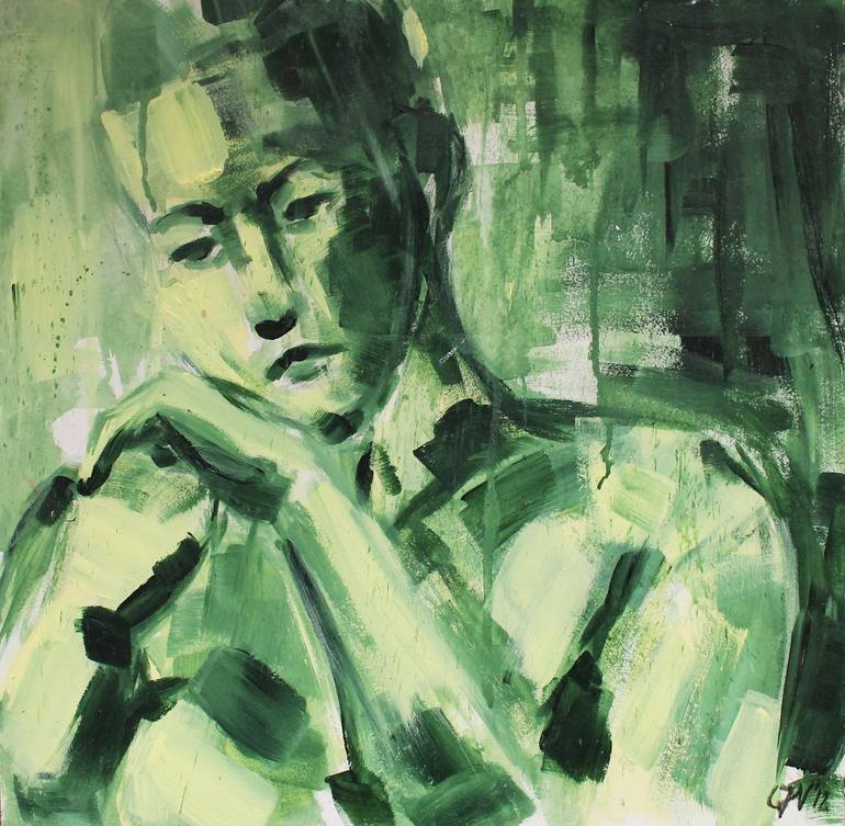 Green portrait Painting by Nikolina Car Jergović | Saatchi Art