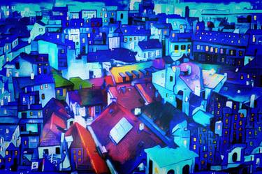 Print of Abstract Cities Mixed Media by Susan Maxwell Schmidt
