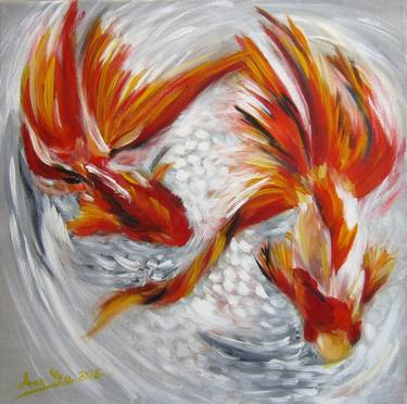 Print of Abstract Expressionism Fish Paintings by Ann Gu