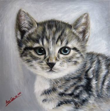 Original Modern Cats Painting by Ann Gu