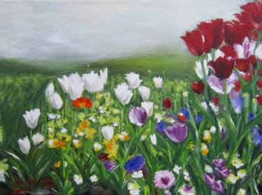 Original Modern Floral Painting by Ann Gu