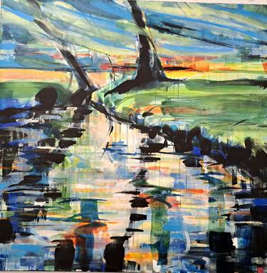 Original Abstract Expressionism Landscape Paintings by Yvonne C de Vries