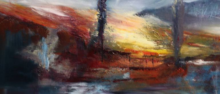 Original Expressionism Landscape Painting by Val-irene Robertson