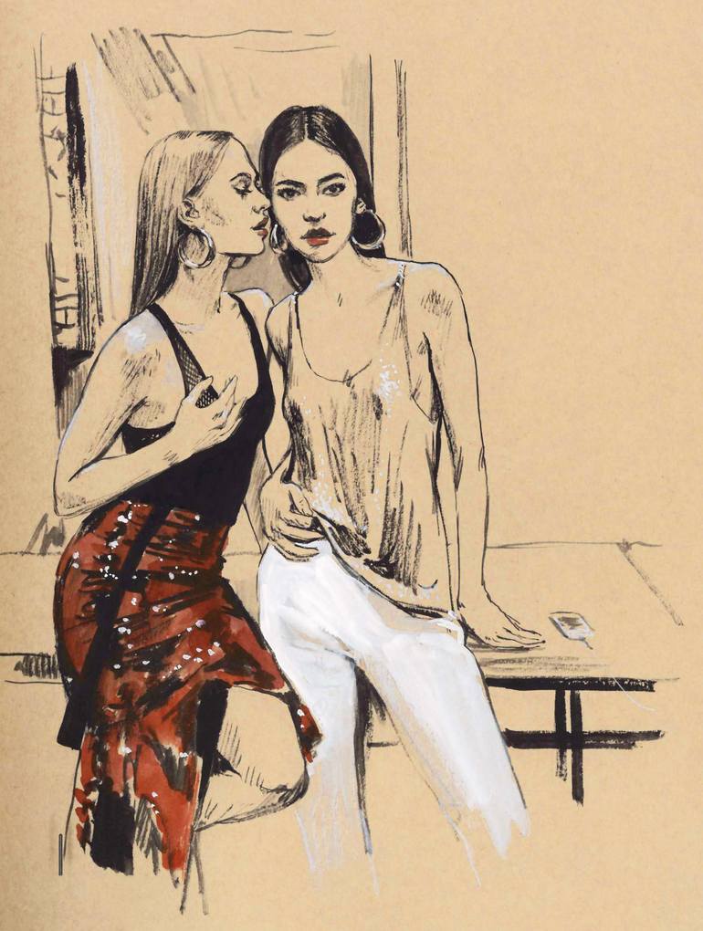 Gossip Girls Drawing By Diana Kuksa Saatchi Art