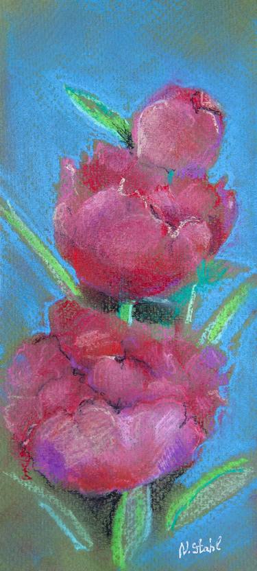 Three magenta peonies thumb