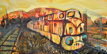 Original Fine Art Train Paintings by Andjela Djermanovic