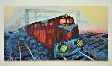 Original Fine Art Train Paintings by Andjela Djermanovic