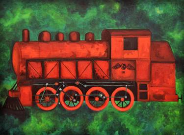 Original Fine Art Train Paintings by Andjela Djermanovic