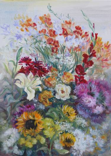 Original Fine Art Floral Paintings by Maija Purgaile