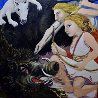 Atalanta and The Calydonian Boar - unfinished thumb