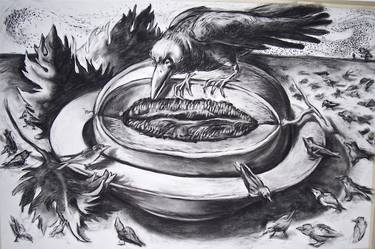 Large Bowl of Fruit IV (with crow and murmuration) thumb
