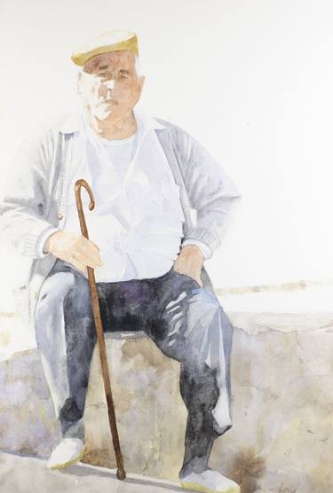 Original Documentary Men Painting by Klaus Hinkel