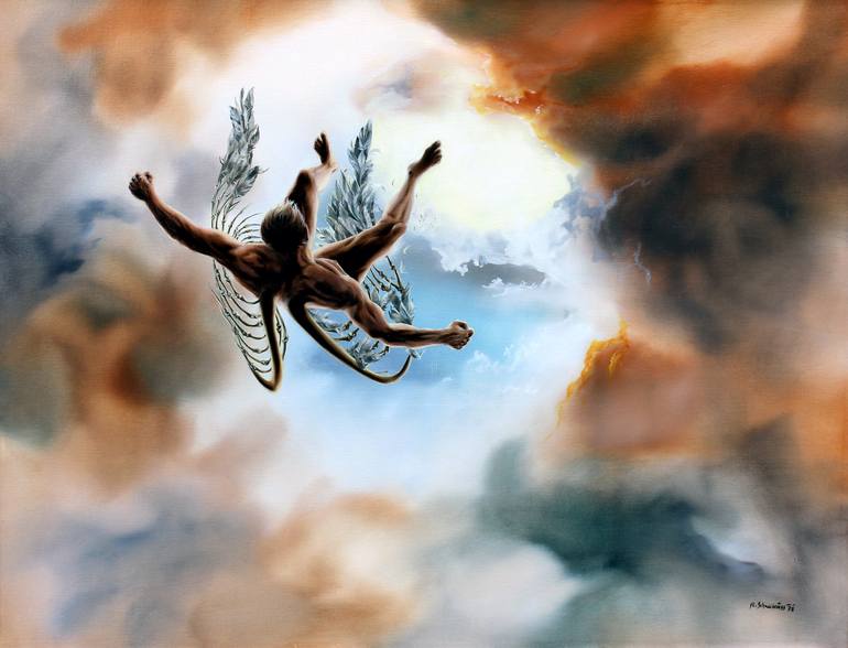 Painting By Rudy Schneeweiss Saatchi Art, Landscape With The Fall Of Icarus Painting Mood