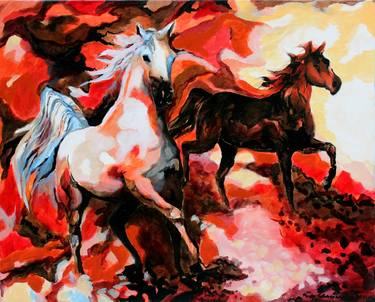 Print of Impressionism Horse Paintings by Rudy SchneeWeiss
