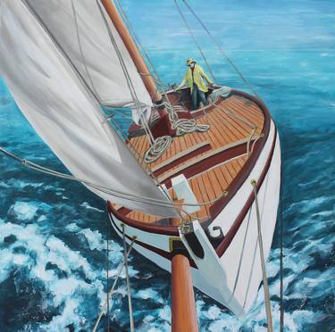 Original Realism Sailboat Paintings by Rudy SchneeWeiss