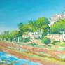 Oil on canvas in linen, a very goog quality for painting. It's an amazing place with beautiful villas all around. People like to walk there or to make there jogging. Colors change all day long. There are many great majestics villas in that preserved place. A dream !
