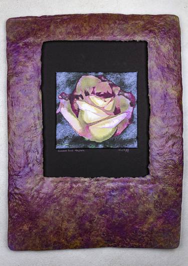 Scanned Rose: Watercolor Stone Finish Frame - Limited Edition 1 of 1 thumb