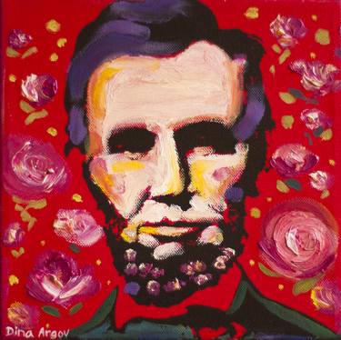 Red Abraham Lincoln portrait with roses thumb