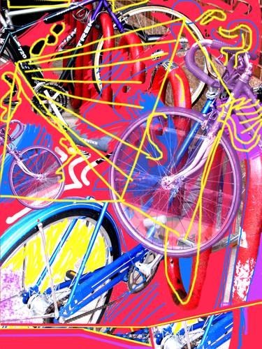 Print of Abstract Bicycle Mixed Media by Stephen Ladner