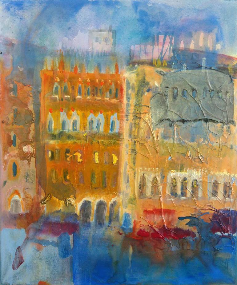 Original Abstract Expressionism Cities Painting by Brigitte Stüwe