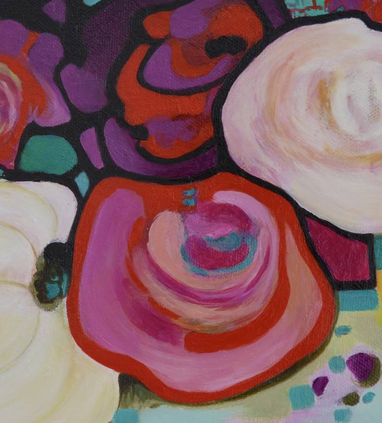 Original Abstract Floral Painting by Marti Leroux
