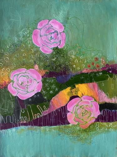 Original Abstract Floral Paintings by Marti Leroux