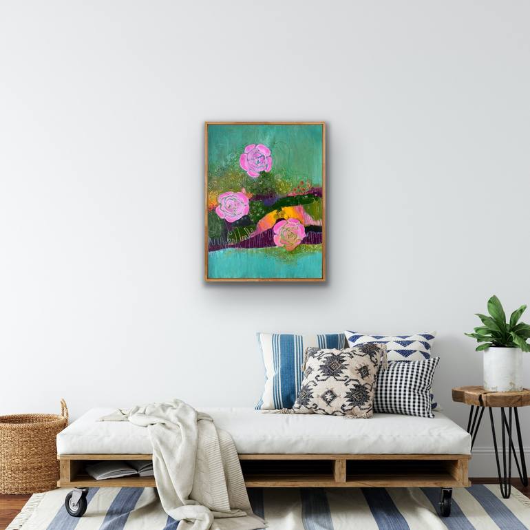 Original Abstract Floral Painting by Marti Leroux