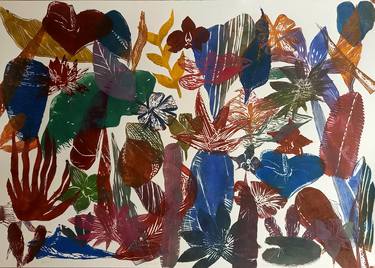Original Abstract Floral Printmaking by Magdalena Chmielek