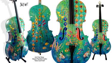 Sea Carnival - Hand Painted Full Size Cello thumb