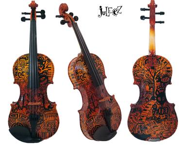 "Tribe" Hand Painted Violin-Full Size thumb