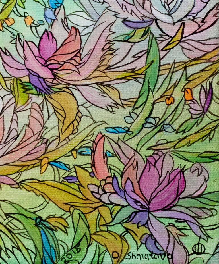 Original Abstract Expressionism Floral Painting by Olga Shmatova