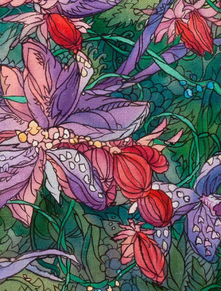 Original Art Deco Floral Painting by Olga Shmatova