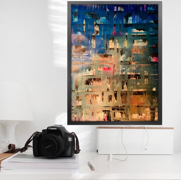 Original Cityscape Abstract Painting by Louise Parsons