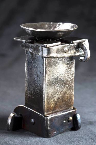 Candelabra of steel candle holder original Handmade item Metal thumb