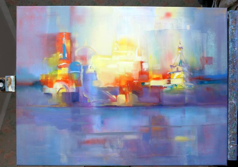 Original Abstract Expressionism Cities Painting by Diana Grigoryeva