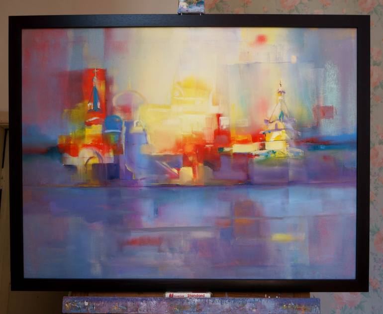 Original Abstract Expressionism Cities Painting by Diana Grigoryeva