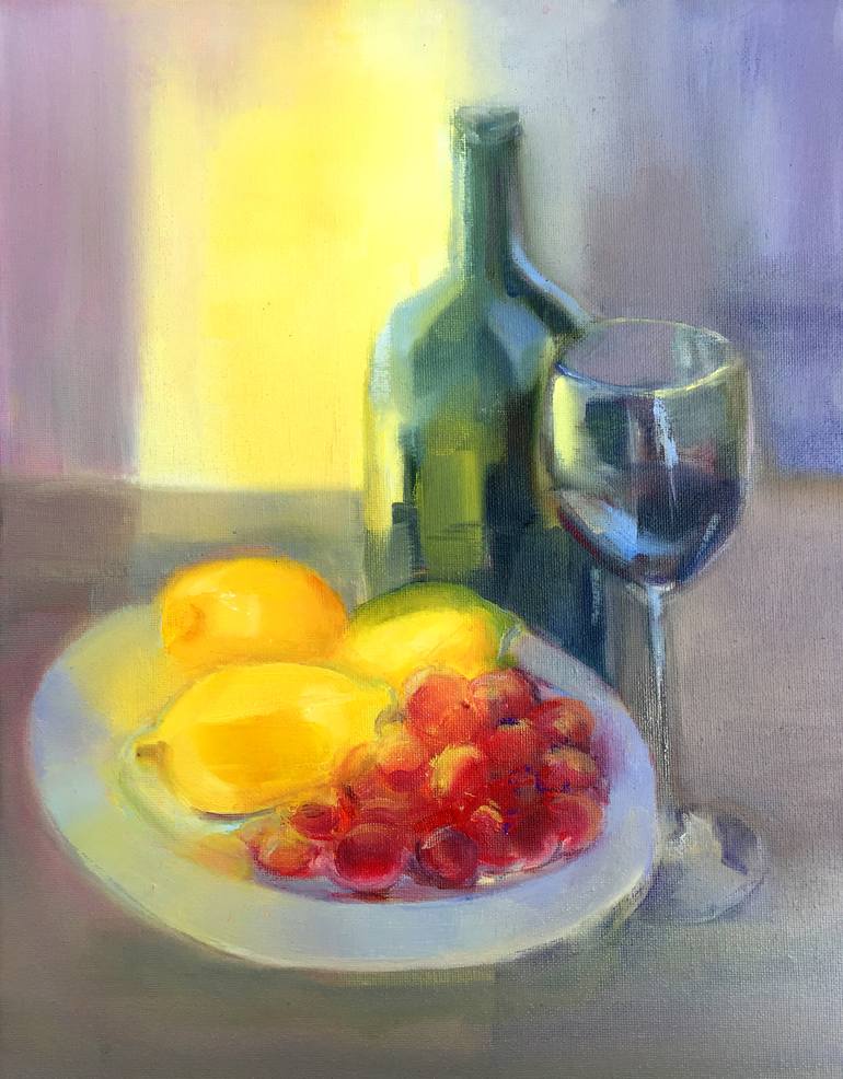 Still life with wine Painting by Diana Grigoryeva | Saatchi Art