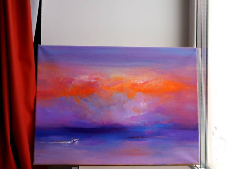 Original Impressionism Boat Painting by Diana Grigoryeva