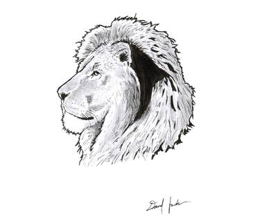 "Fearless" Original Hand drawn Lion Illustration thumb