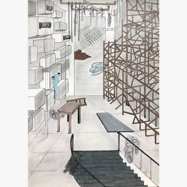 Original Abstract Expressionism Architecture Drawings by Petra Nicole