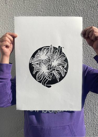 Original Street Art Floral Printmaking by Eduardo Bessa