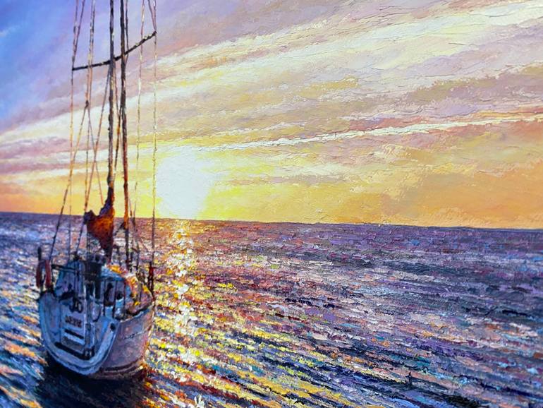 Original Impressionism Boat Painting by Spencer Yancey