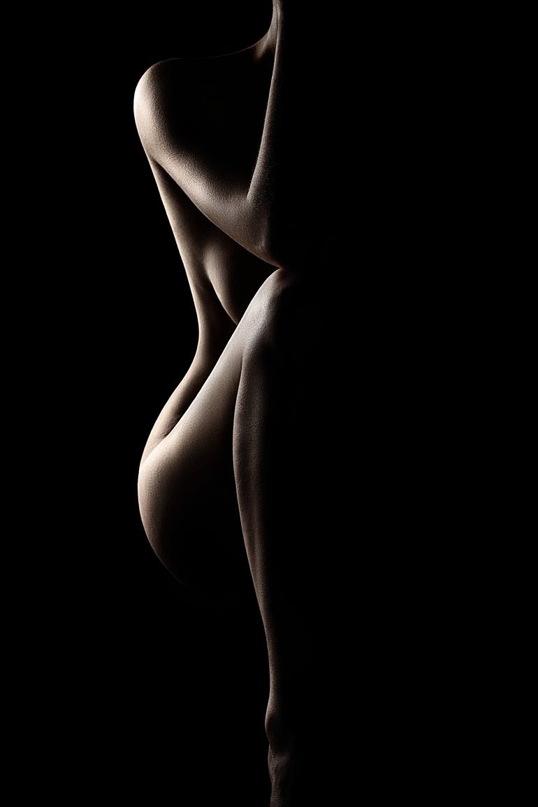 Silhouette of nude woman Art Print.